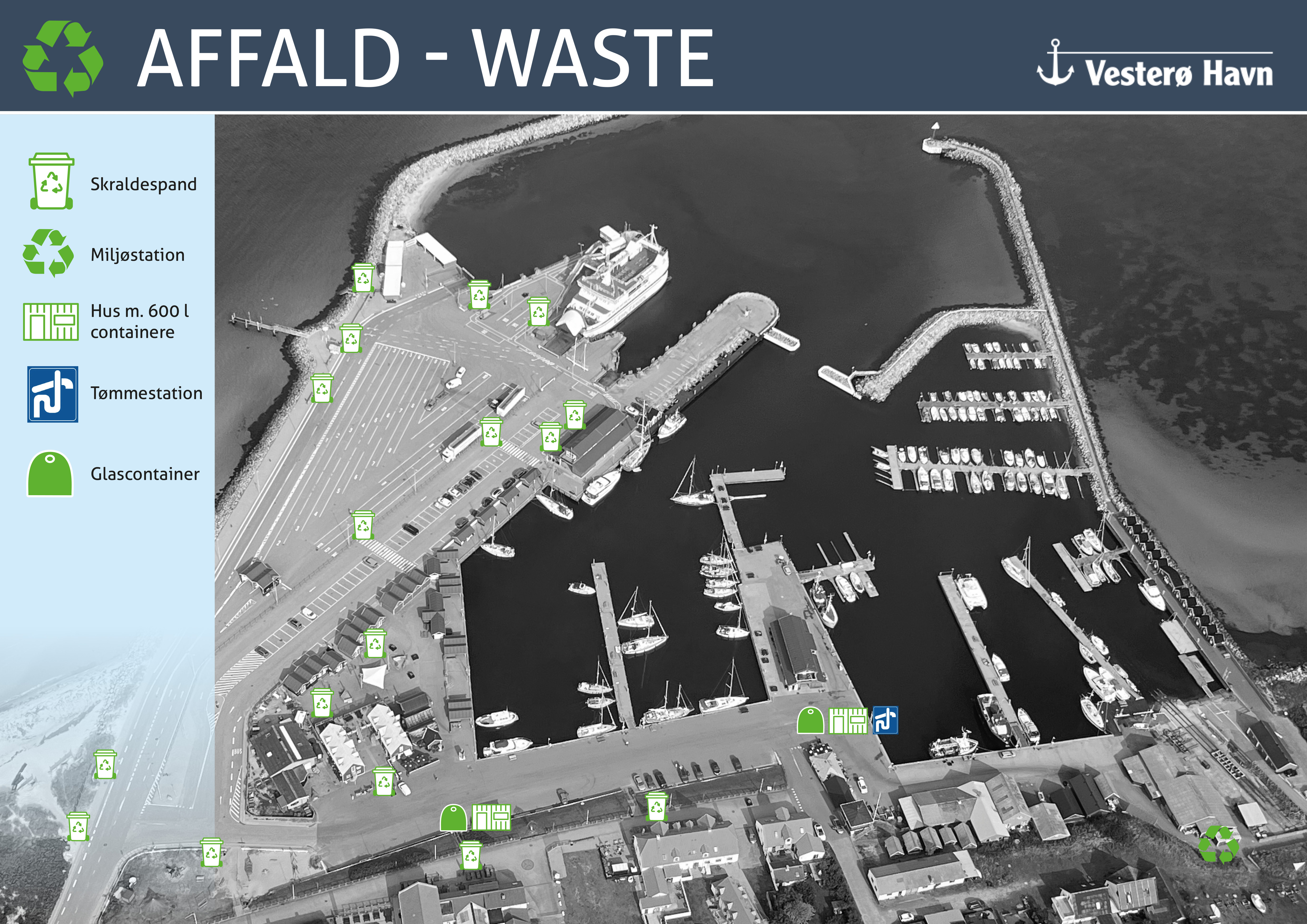 Vesterø Havn - affaldsplan kort
